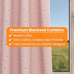 Flower Curtains, Pink Blackout Window Treatments, Bedroom Curtain Panels, Flower Decor Kids Drapes, Custom Curtains for Baby Nursery