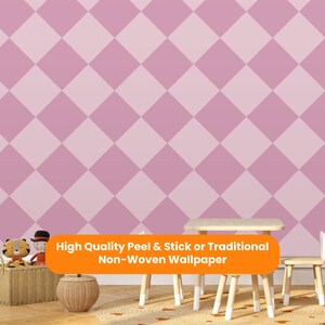 Diamond Pink Wallpaper Peel & Stick Removable Self Adhesive or Traditional NonWoven, Wallpaper Kids Room, Wallpaper Nursery
