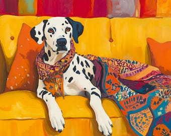 Dalmatian Dog Vibrant Pop Art Style Wall Decor, Colorful Pet Print