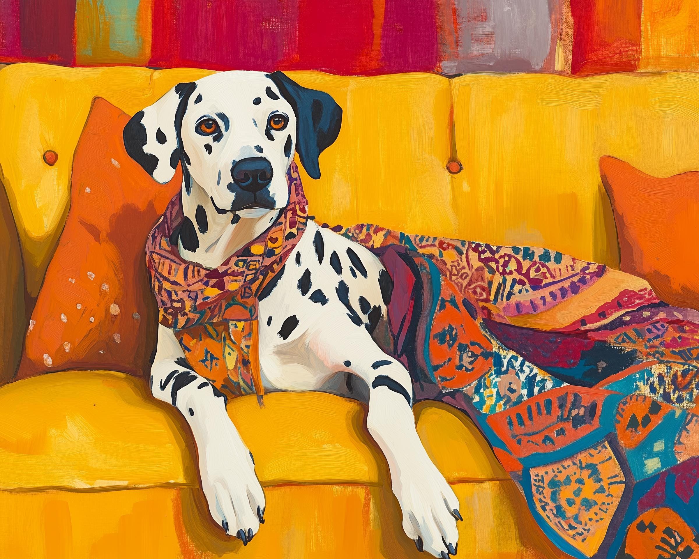 Dalmatian Dog Vibrant Pop Art Style Wall Decor, Colorful Pet Print
