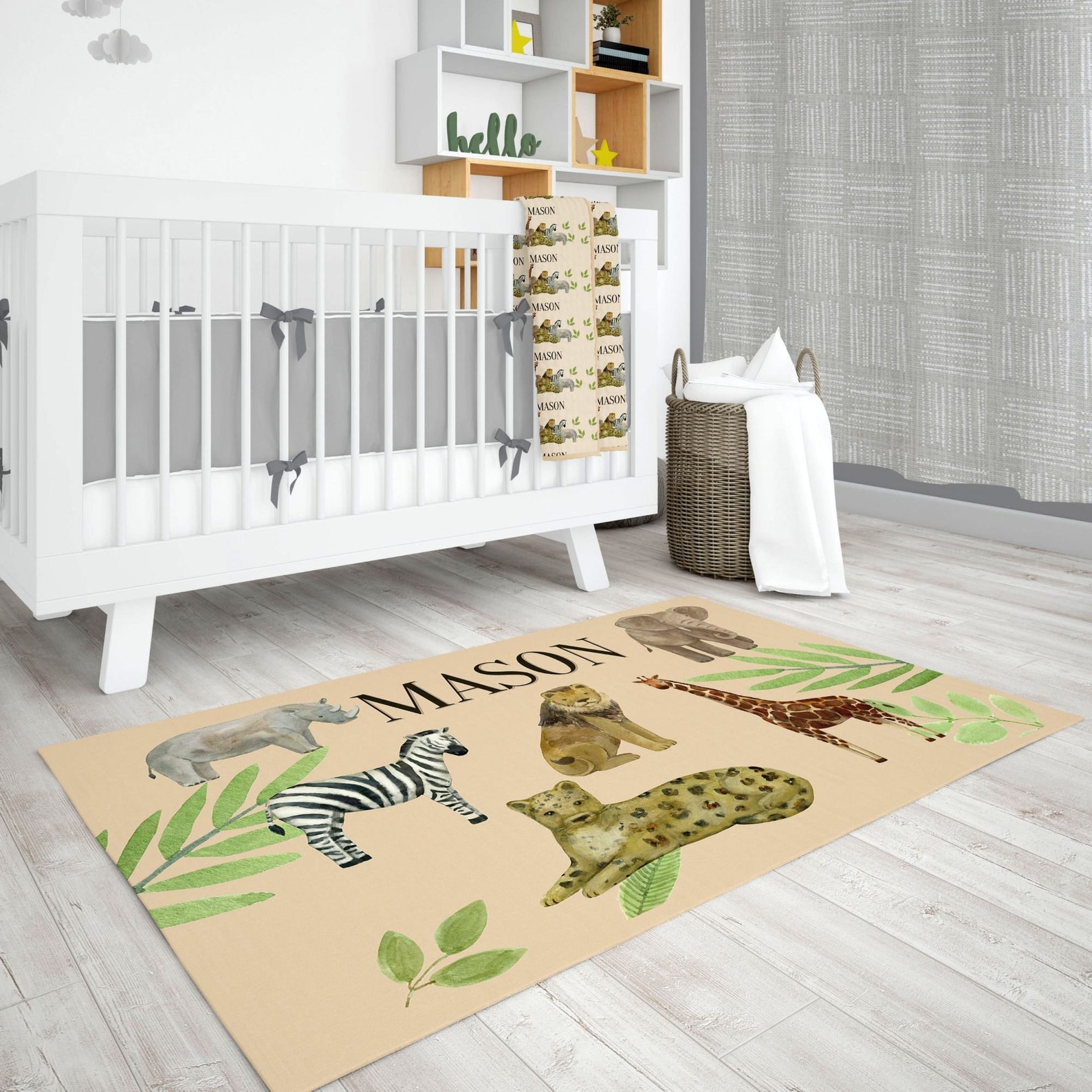 Personalized Safari Nursery Rug. Enhance Your Kid's or Etsy