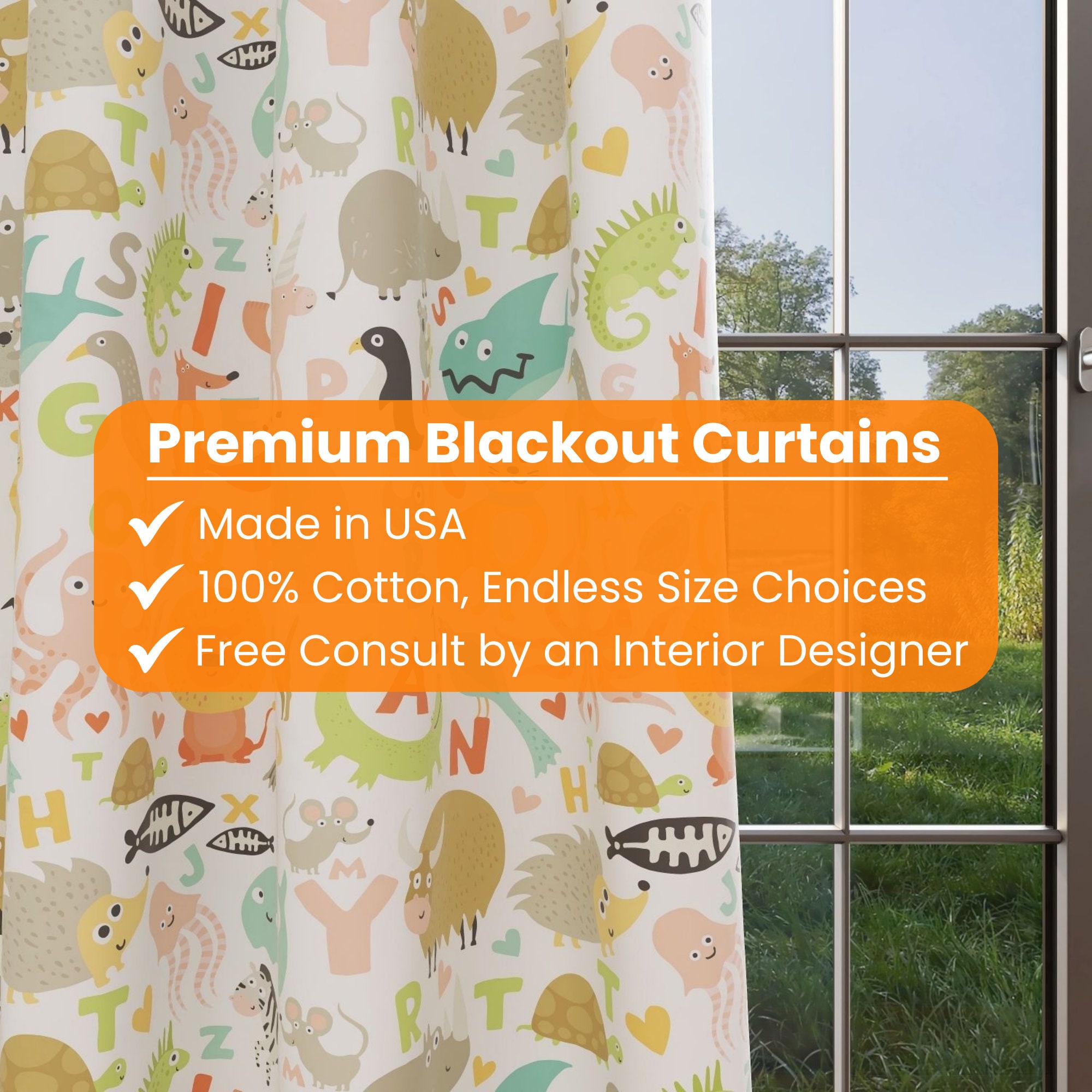 Animal Nursery Curtains, Colorful Fabric Curtains, Kids Blackout Curtains, Nursery Animal Decor, Woodland Theme Baby Nursery, Baby Boy Room