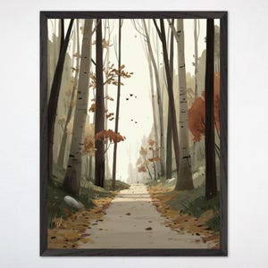 Stampa murale "Bosco autunnale" - Poster su tela o incorniciato, Decorazione neutra per la cameretta dei bambini, Stampa con la natura della foresta autunnale, Decorazione per la cameretta dei bambini, Collezione Wanderwood