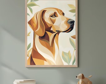 Labrador Dog Geometric Wall Art, Yellow Lab Illustration, Modern Pet Decor, Abstract Dog Print, Contemporary Animal Art, Dog Lover Gift