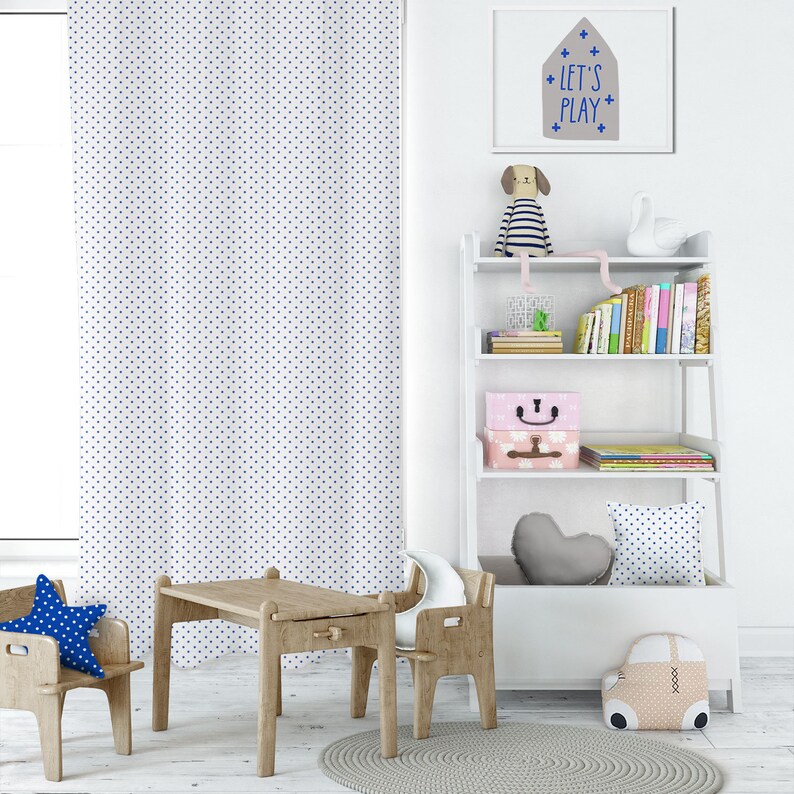 2 Panels Kids Room Curtains Kids Custom Curtains MDot White Cobalt Blackout Nursery Curtains Kids Window Treatment Nursery Decor