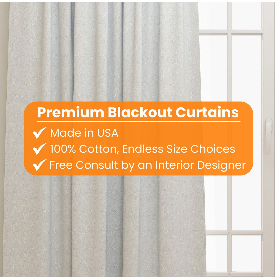 Mineral Blue Slub Cotton Blackout Curtains Bohemian Kids Room Decor Etsy