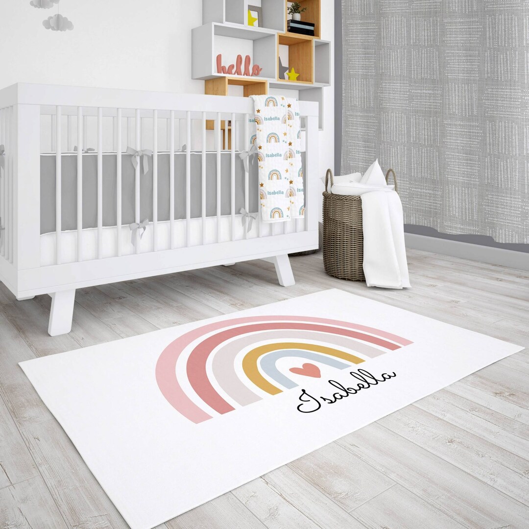 Personalized Rainbow Nursery Rug. Enhance Your Kid's or Etsy