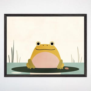 Woodland Frog Nursery Wall Art - Frog Canvas, Gender-Neutral Kids Room Decor, Whimsical Frog Poster for Playroom Wall, Cuddly Critters