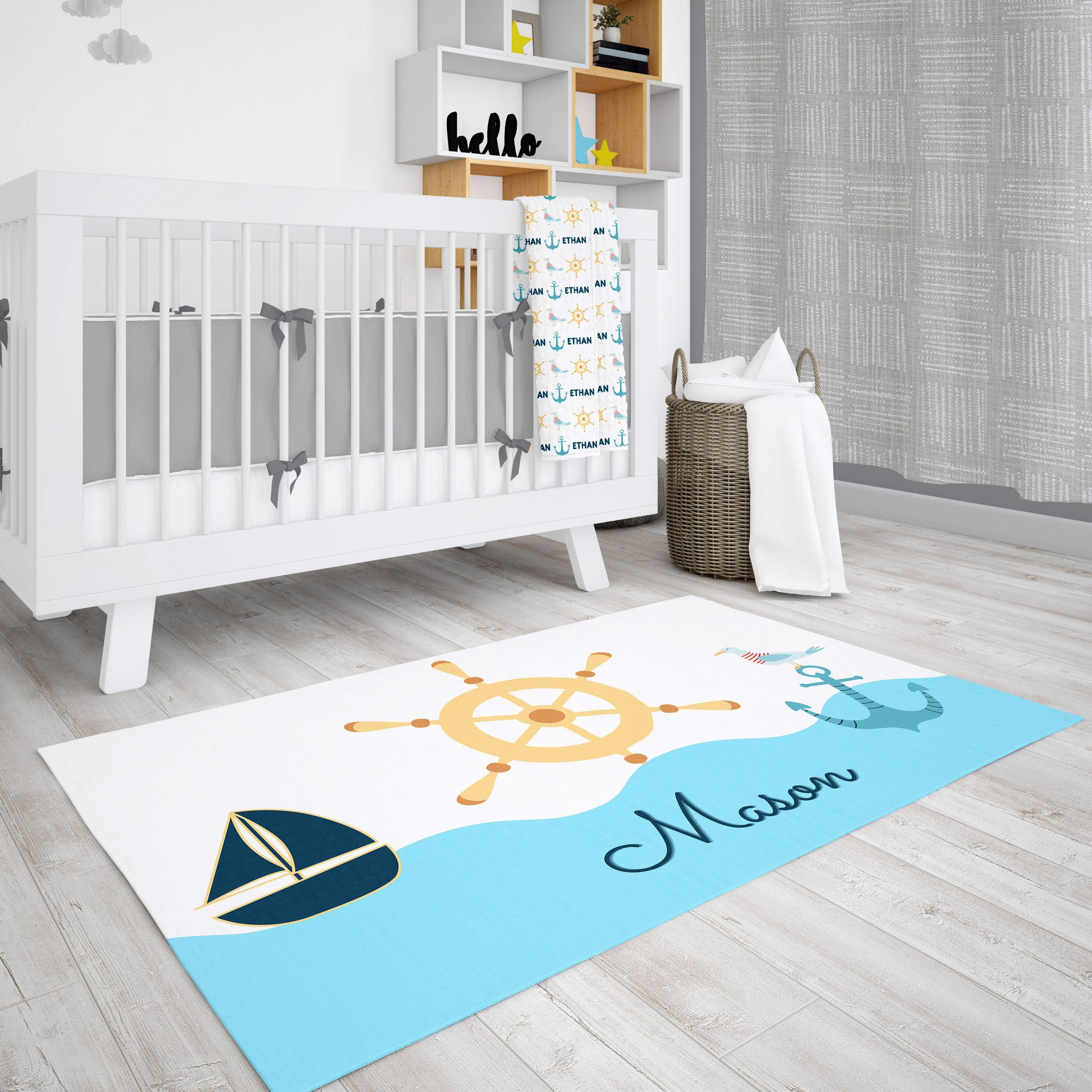 Personalized Nautical Nursery Rug. Enhance Your Kid's or Etsy