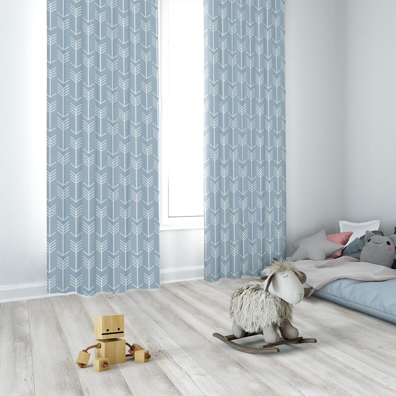 Multiple Sizes Handmade Boho Curtains Arrow Cashmere Blue Kids Curtains 2 Panels Kids Room Decor Nursery Decor Blackout Curtains