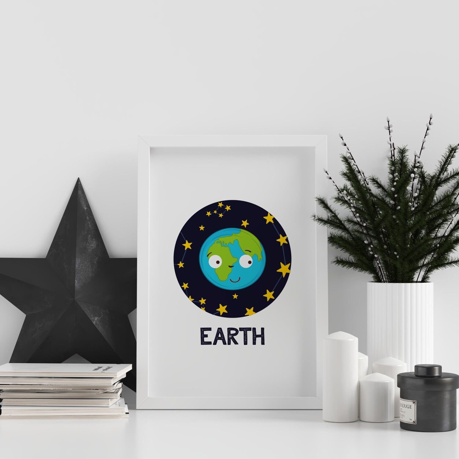 Universe Outer Space Themed Wall Art Set Kids Wall Etsy