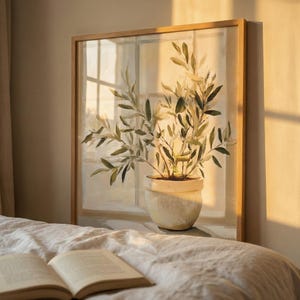 Olive Tree Botanical Watercolor Style Wall Art, Olive Branch Decor, Mediterranean Home Decor, Minimalist Plant Print, Farmhouse Kitchen Art image 10