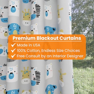 Safari Nursery Blackout Curtains: Jungle Animals, Baby Boy Room