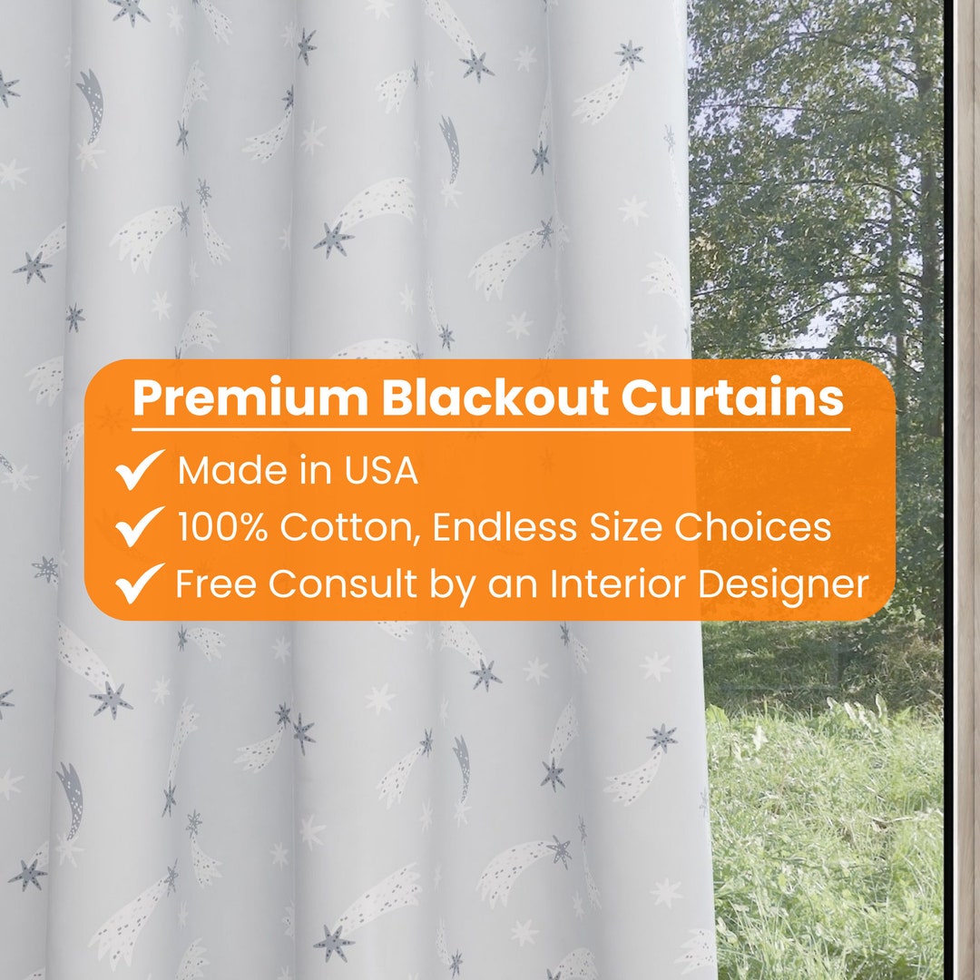 Stars Kids and Nursery Blackout Curtains. Custom, Handmade, Made to