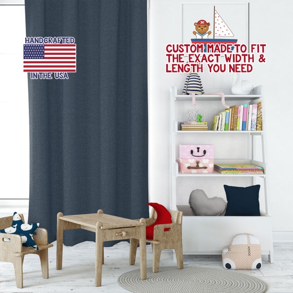 Dyed Solid Blue Curtains For Kids Bohemian Curtains Playroom Etsy