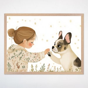 Arte infantil para niña y perro: Póster de cachorro caprichoso, decoración para habitación de niña