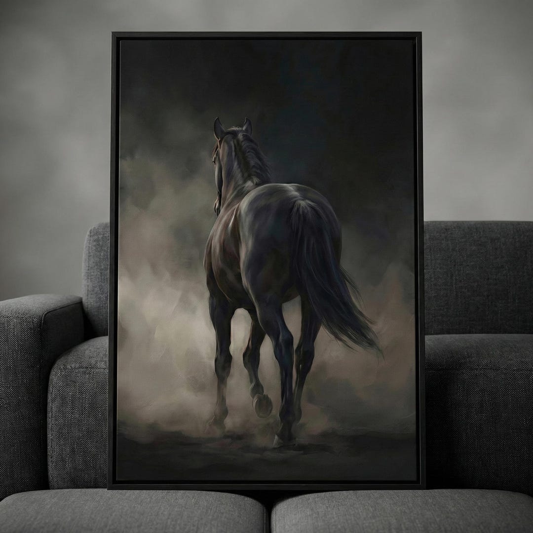 Dark Horse Art, Equestrian Wall Decor, Moody Black Horse Print ...