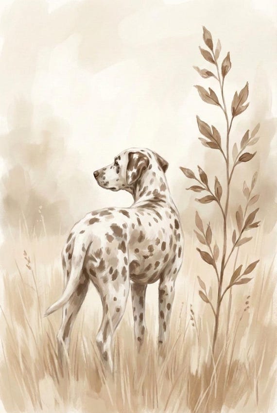 ダルメシアン肖像画 ダルメシアン肖像画 Dalmatian Dog Sepia Watercolor Texture Wall Art