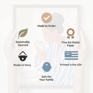 a person holding a cup, with various text labels indicating the features of the image.
