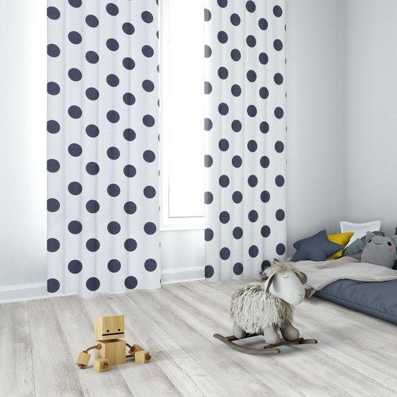 Oxygen White Blue Playroom Curtains Kids Room Curtains Etsy