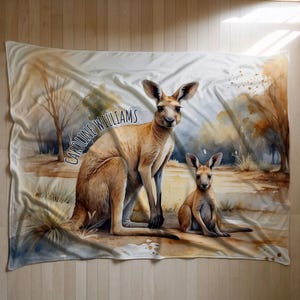 Kangaroo Personalized Baby Name Blanket Newborn Boys Kangaroo Swaddle Blanket Blue Kangaroo Name Boys Baby Gift CHOOSE COLORS Etsy Canada