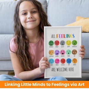 Gefühle Wandkunst, Beruhigungstechniken, beruhigende Ecke, Gefühlstabelle, Raumdekor, Montessori-Dekor, Kindergefühlskunst, Kinderzimmer-Wanddekoration