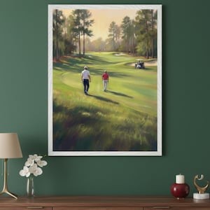 Golf Course Landscape Impressionist Style Wall Art, Pine Tree Fairway Decor, Golfer Gift Office Art, Clubhouse Lounge Print, Man Cave Art