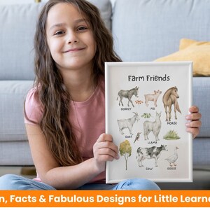 Bauernhof Lernposter, Zimmerdekoration, Bauernhoftiere Wandbild, Homeschooling Poster, Montessori Bauernhof Poster