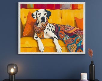 Dalmatian Dog Vibrant Pop Art Style Wall Decor, Colorful Pet Print