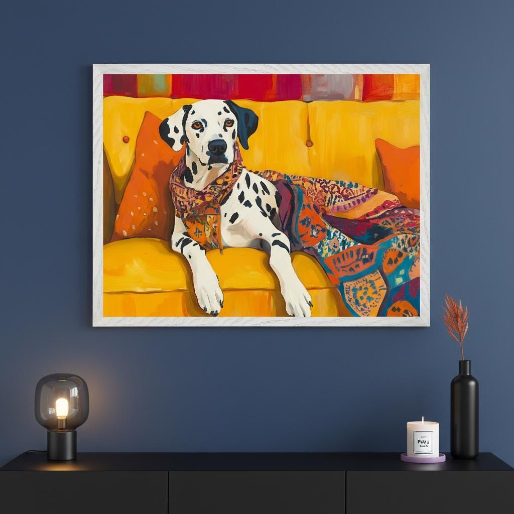 Dalmatian Dog Vibrant Pop Art Style Wall Decor, Colorful Pet Print