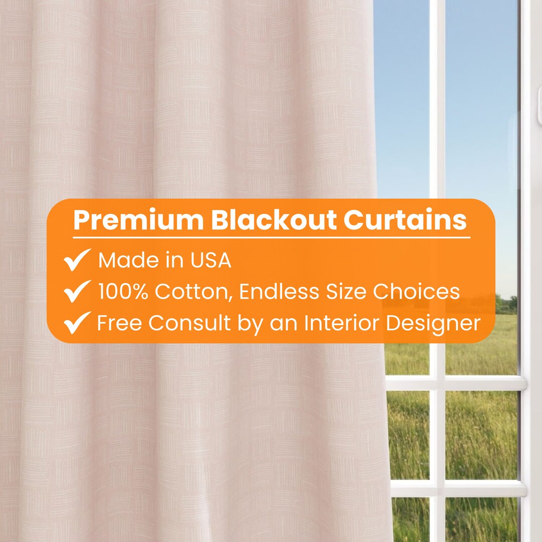 Nursery Curtains Brave Blush Slub Blackout Curtains Kids Etsy