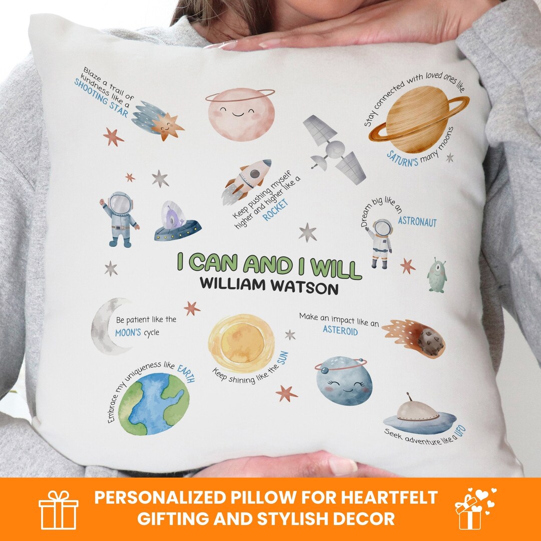 Space Pillow Kids Affirmation, Galaxy Nursery Decor, Personalized Gifts