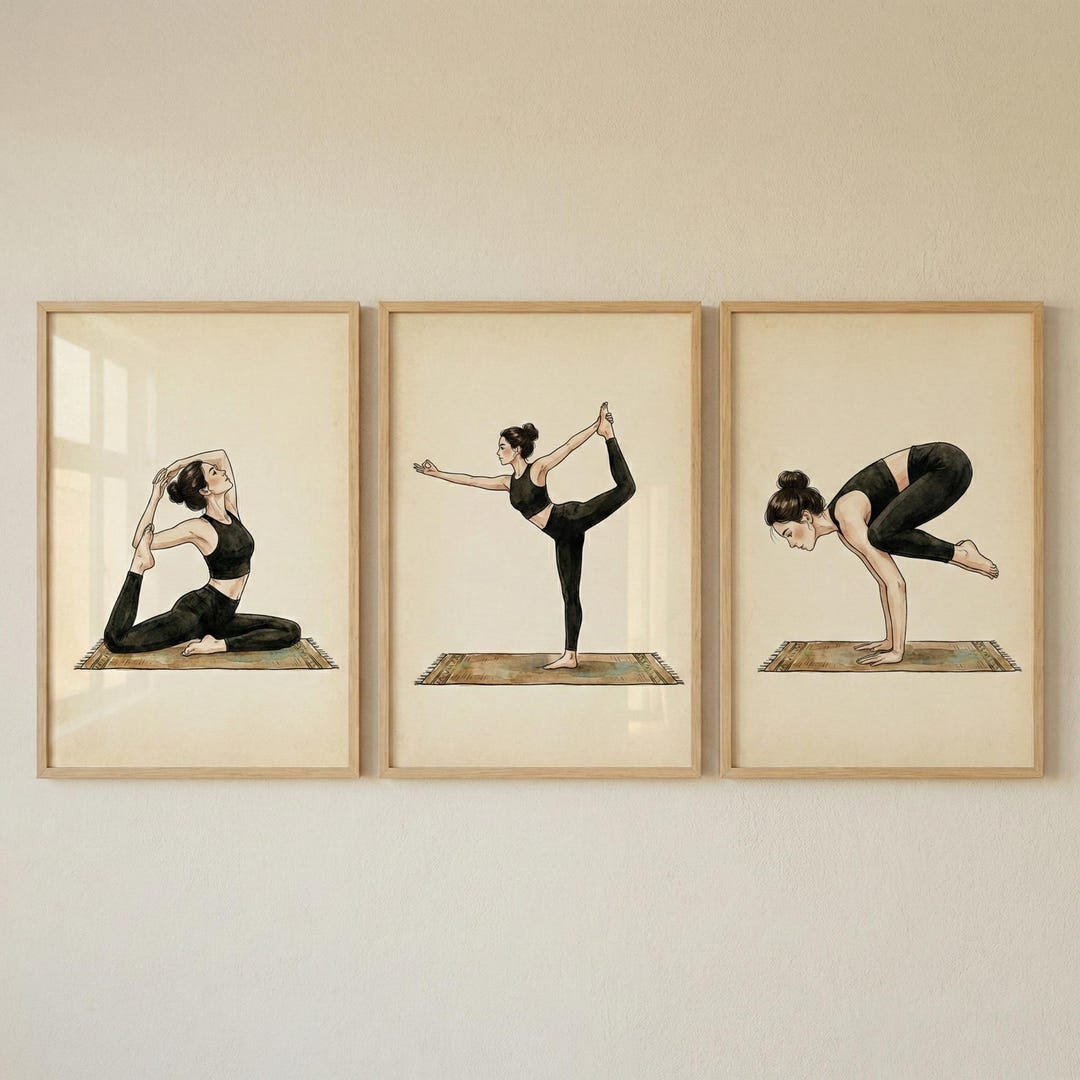 Yoga Wall Art Set of 3, Yoga Studio Decor, Zen Meditation Prints ...
