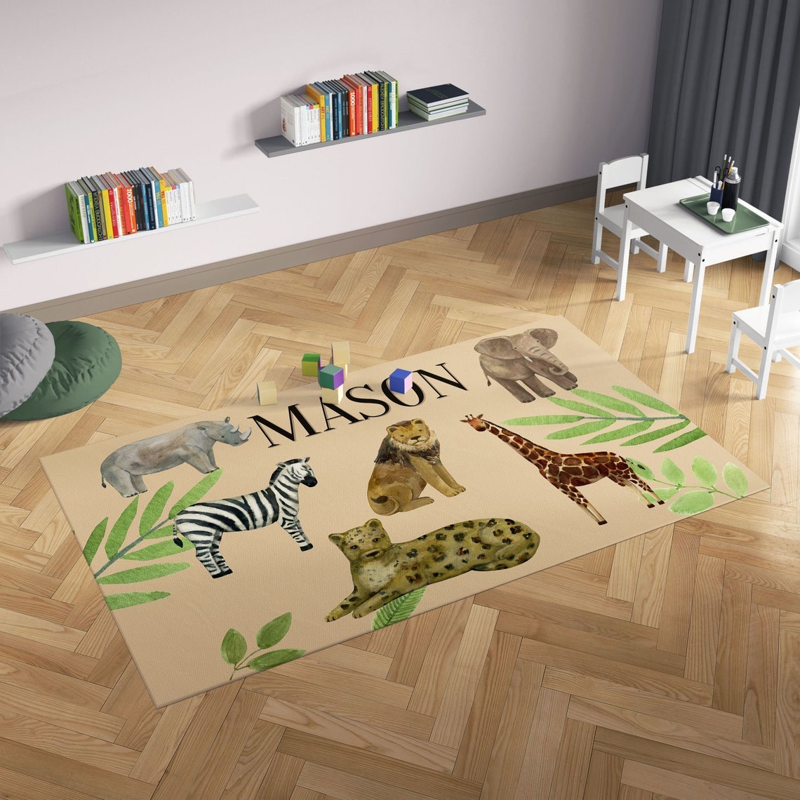 Personalized Safari Nursery Rug. Enhance Your Kid's or Etsy