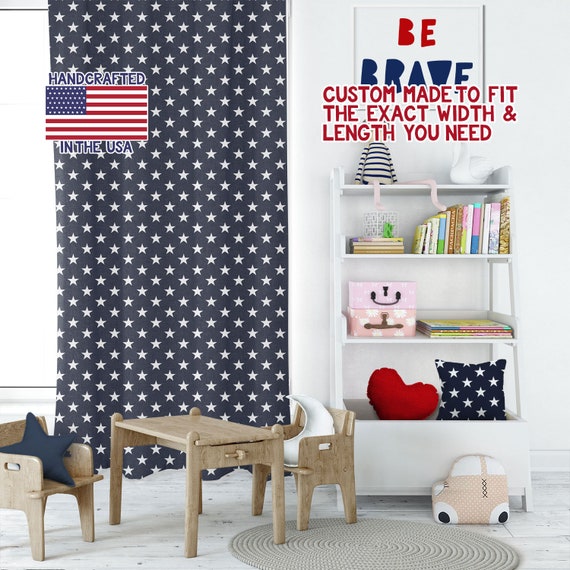 Stars Blue Playroom Curtains Kids Room Curtains Childrens Etsy