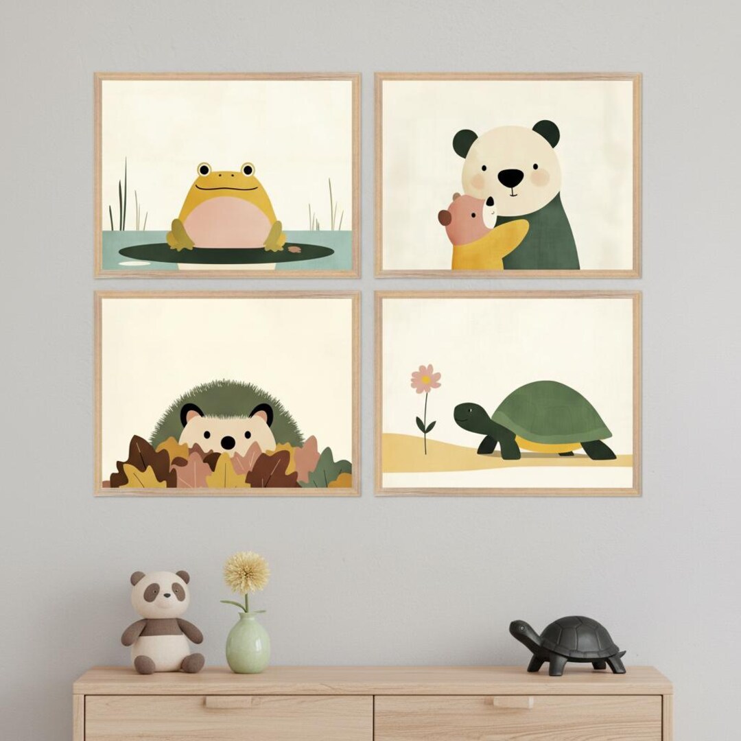 Woodland Wall Art - Set of 4, Whimsical Animal Nursery Decor ...