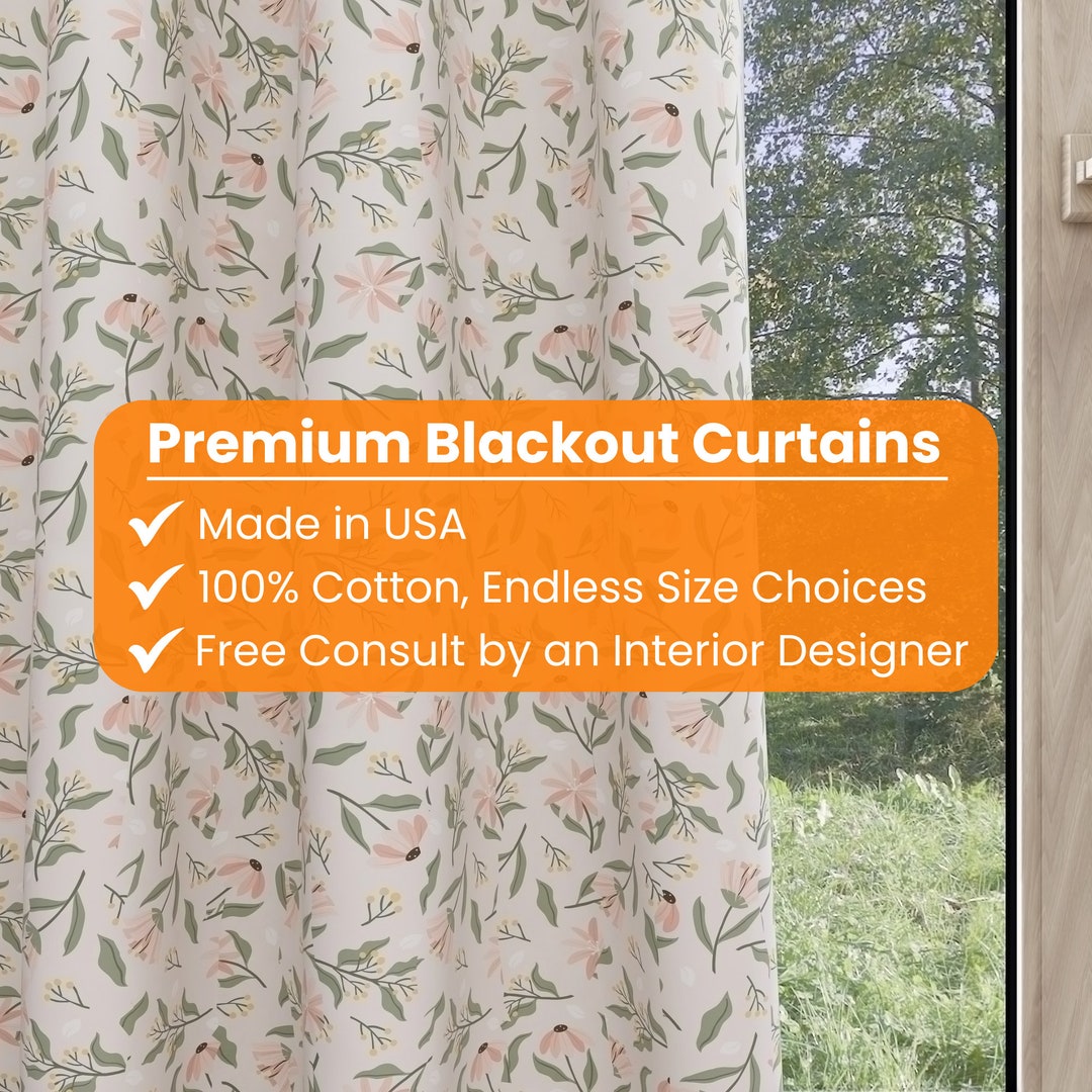 Floral Kids and Nursery Blackout Curtains. Custom Handmade Etsy