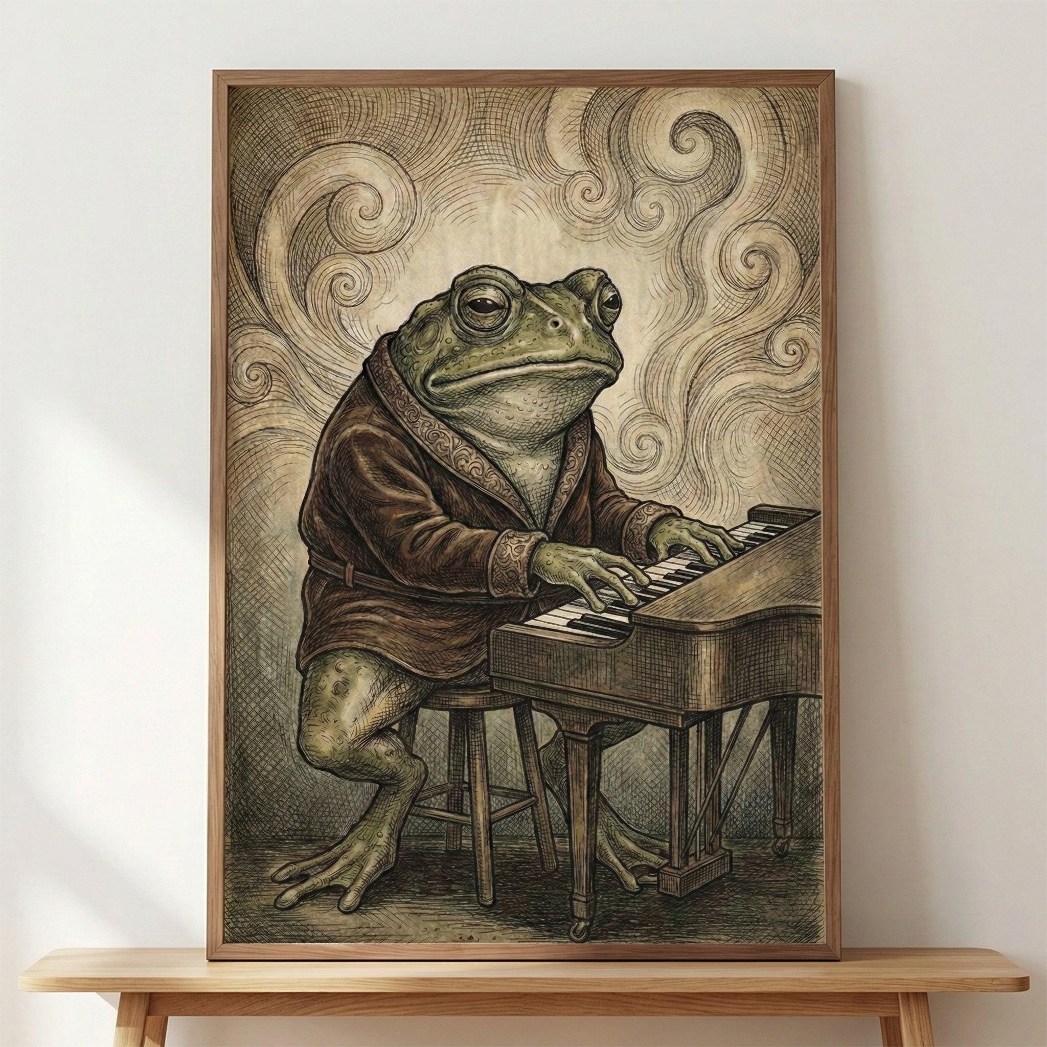 アート・デザイン・音楽 PR:OUD - TROTS OP LEEFTIJD Anthropomorphic Toad Vintage Engraving Style Wall Art, Toad