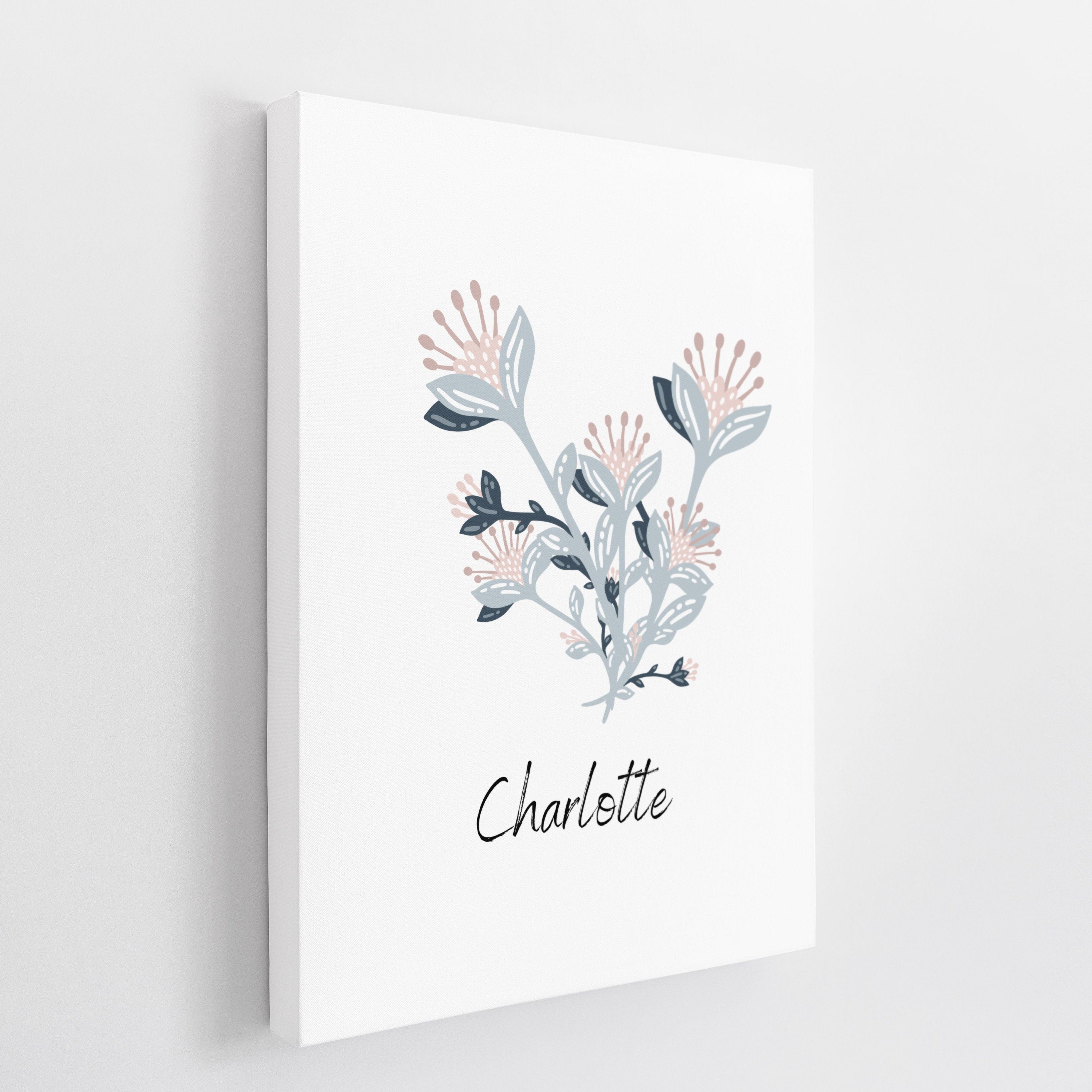 2Pcs Personalized Floral Wall Art Set Kids Wall Hangings Etsy