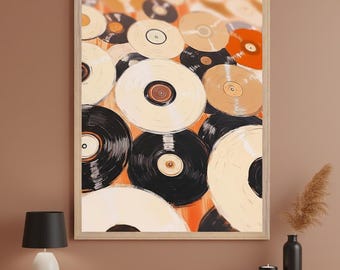 Vinyl Records Retro-modern Wall Art, Mid Century Music Decor