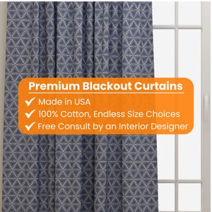 Tessa Denim Luxe Curtains for Kids, Bohemian Curtain, Playroom Kids Curtains, Custom Kids Blackout Curtains - 2 Panels. Multiple Sizes