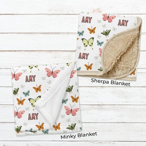 Purple Receiving Blankets Minky Baby Blanket Personalized Baby Blankets Baby Blanket Super Soft Double Layer Minky With Dotted Backing For Girls Receiving Blanket With Elegant Butterfly Printed Blanket 30 X 40 Inch