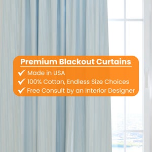 Stripe Blackout Curtains: Blue Cotton Nursery Decor