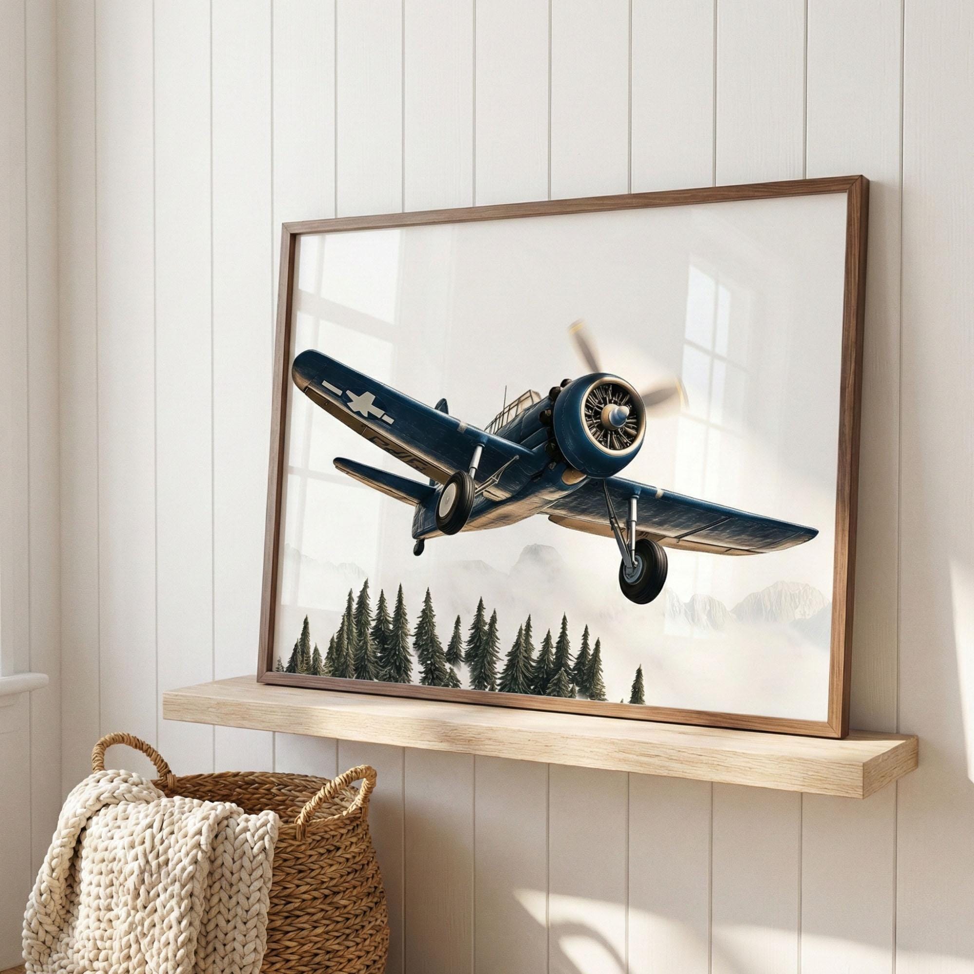 Taking Flight - Set Di 4 Stampe Da Parete Con Aerei Vintage, 28x28 Cm, Per Cameretta Bambini O Decorazione Casa, Pannelli Senza Cornice Con Supporti Inclusi, Made In USA