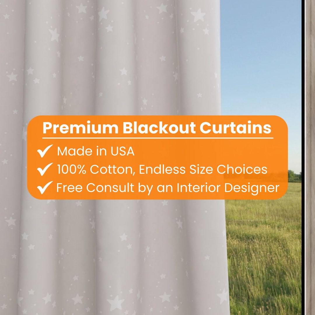 Stars Kids and Nursery Blackout Curtains. Custom, Handmade, Made to