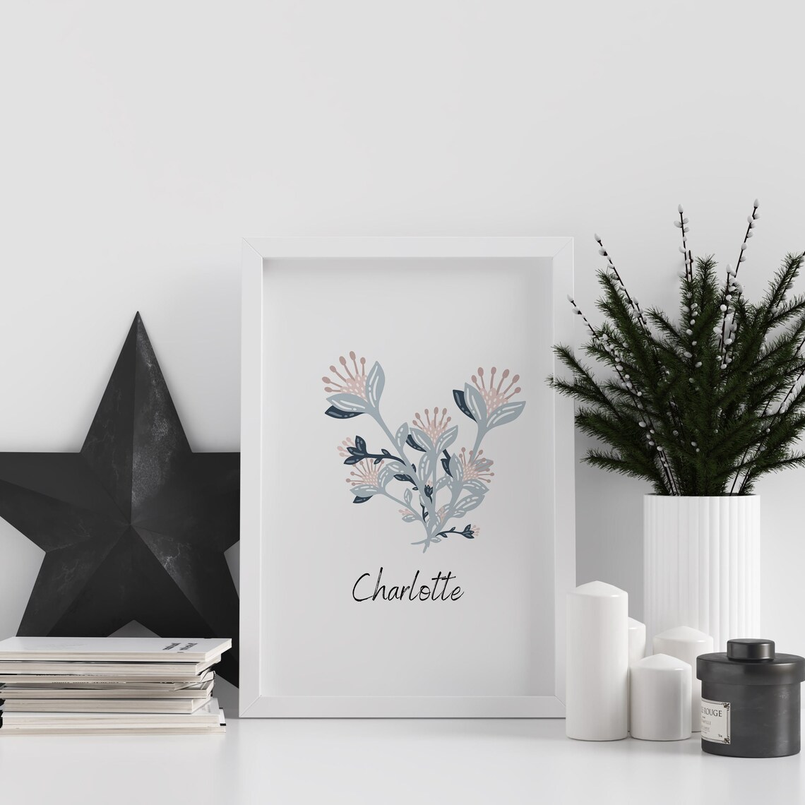 2Pcs Personalized Floral Wall Art Set Kids Wall Hangings Etsy