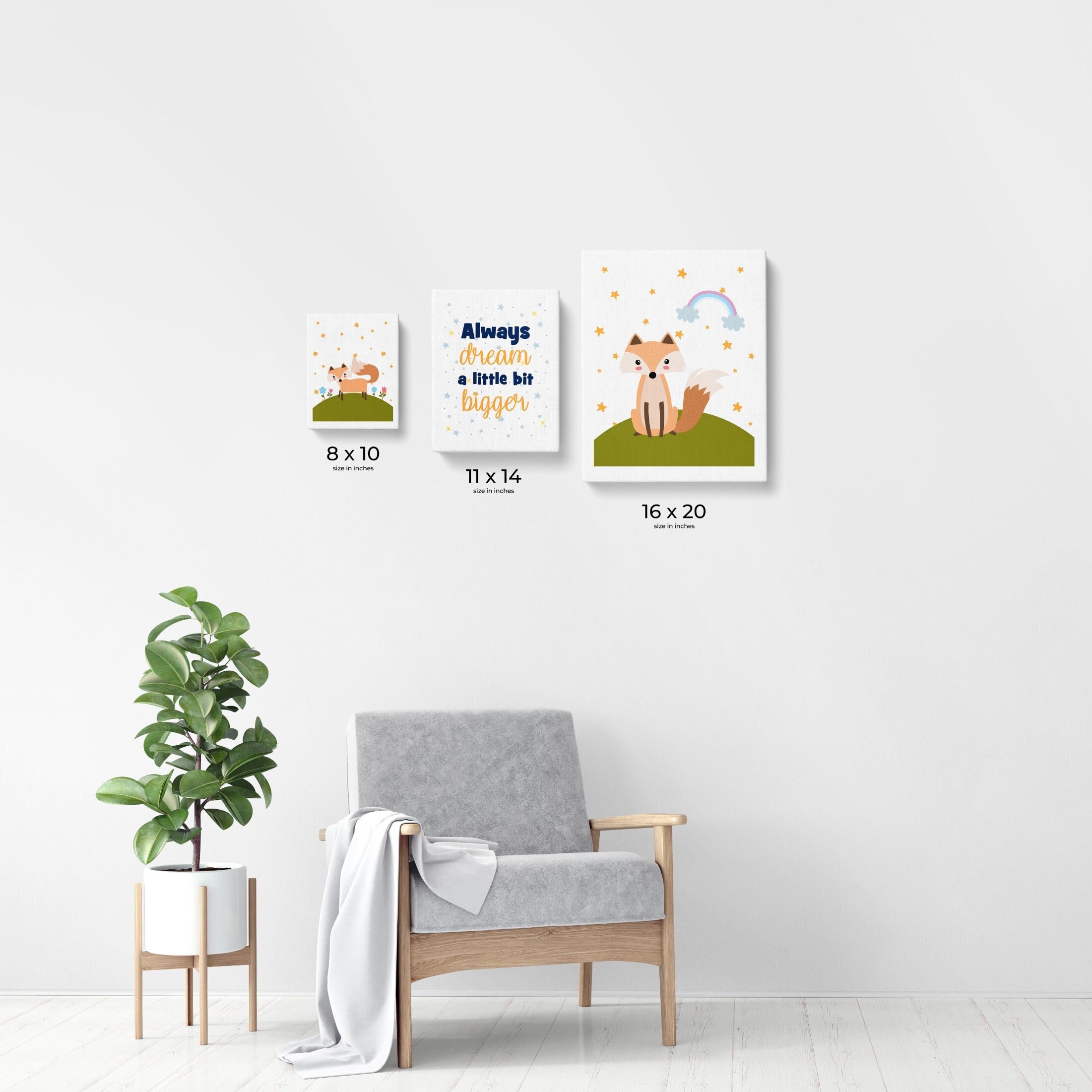 3Pcs Fox Wall Art Kids Wall Hangings Nursery Wall Art Kids Etsy.de