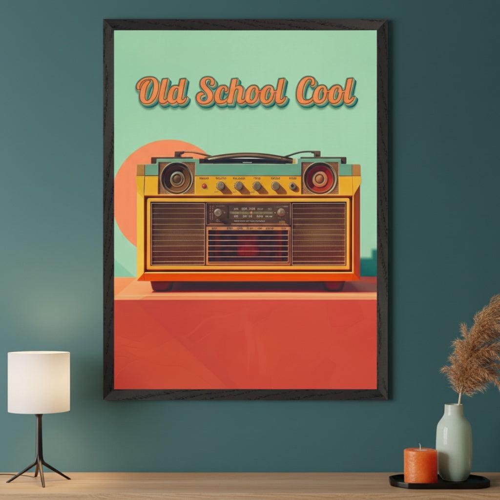 Retro Boombox Vintage 80s Style Wall Art, Old School Cool Poster