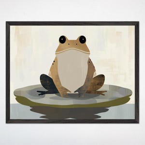 Frog Woodland Wall Art - Canvas or Framed Poster, Neutral Nursery Decor, Forest Animal Print, Kids Room Decor, Nature Art, Wildling Wonders