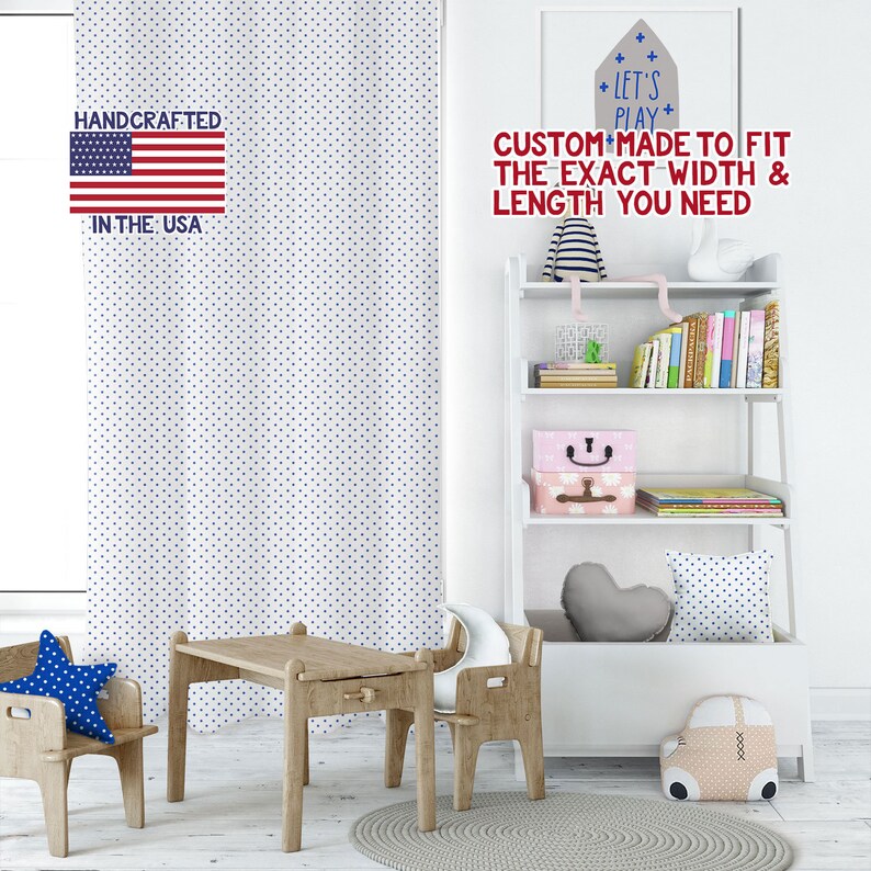 2 Panels Kids Room Curtains Kids Custom Curtains MDot White Cobalt Blackout Nursery Curtains Kids Window Treatment Nursery Decor